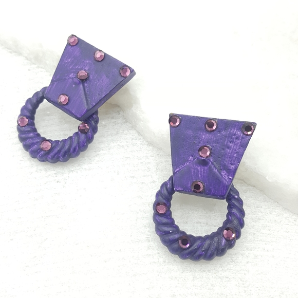 🎉🎉HOST PICK🎉🎉Jeff Lieb Purple Interchangeable Earrings - Picture 2 of 9